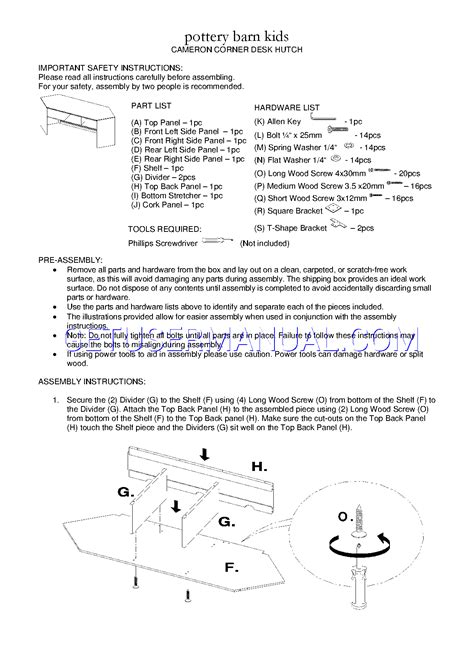 pottery barn assembly instructions